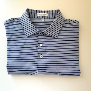 Peter Millar Blue and White Striped Performance Polo